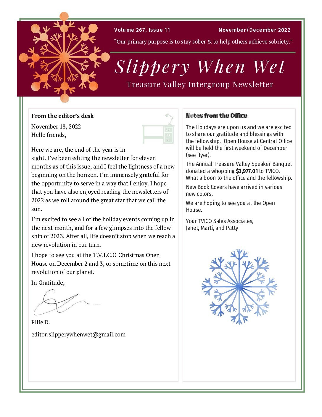 November–December 2022 Newsletter